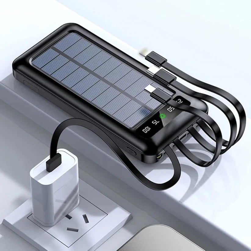 Power Bank Solare 10000 mAh con Cavi Integrati | Energia sempre con te 🔋