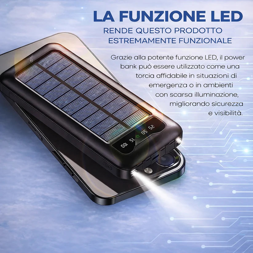 Power Bank Solare 10000 mAh con Cavi Integrati | Energia sempre con te 🔋