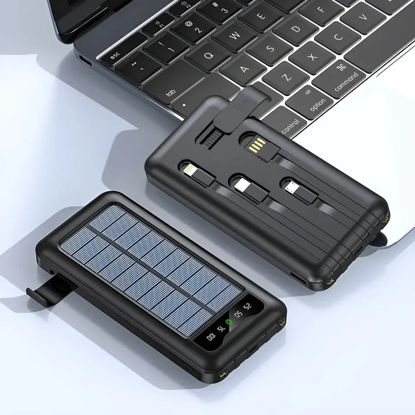 Power Bank Solare 10000 mAh con Cavi Integrati | Energia sempre con te 🔋