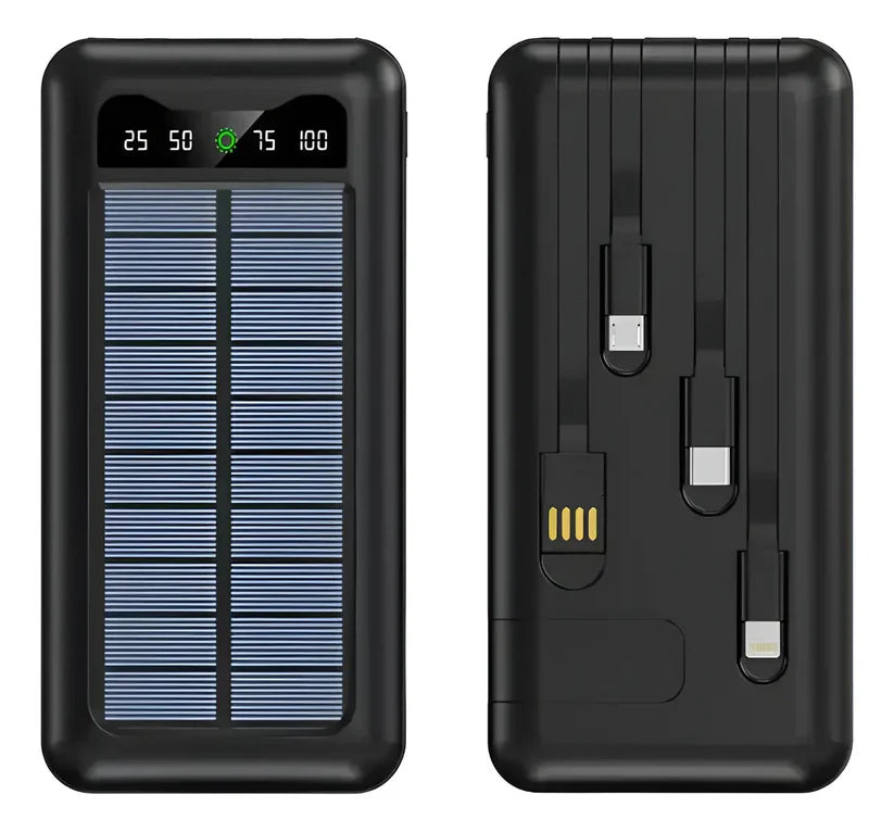 Power Bank Solare 10000 mAh con Cavi Integrati | Energia sempre con te 🔋