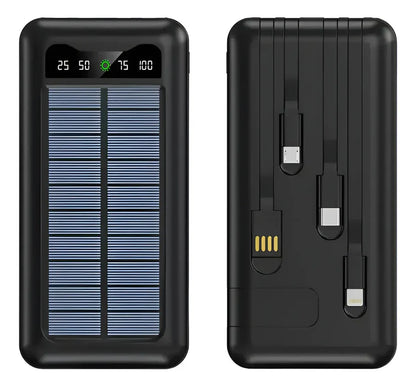 Power Bank Solare 10000 mAh con Cavi Integrati | Energia sempre con te 🔋
