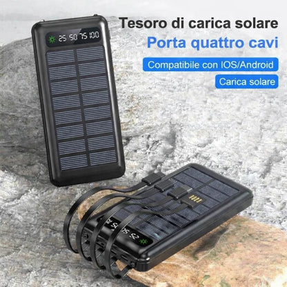 Power Bank Solare 10000 mAh con Cavi Integrati | Energia sempre con te 🔋